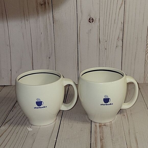 2 STARBUCKS BARISTA Abbey Band Steaming Coffee Mug 12OZ 2003 Vintage - Picture 1 of 7